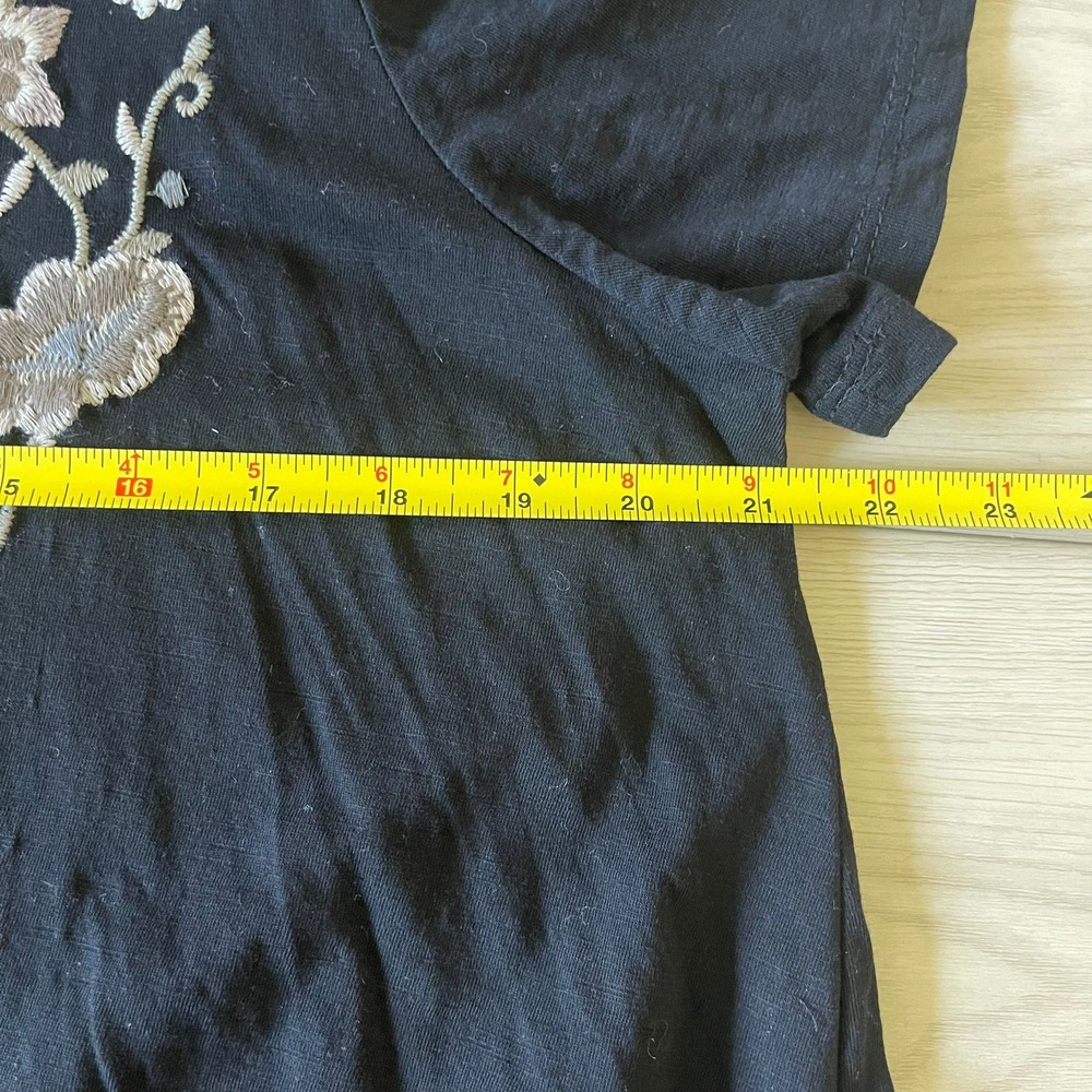 Terre Bleue Black Embroidered‎ Tunic Dress Short Sleeve Size L - Picture 6 of 8